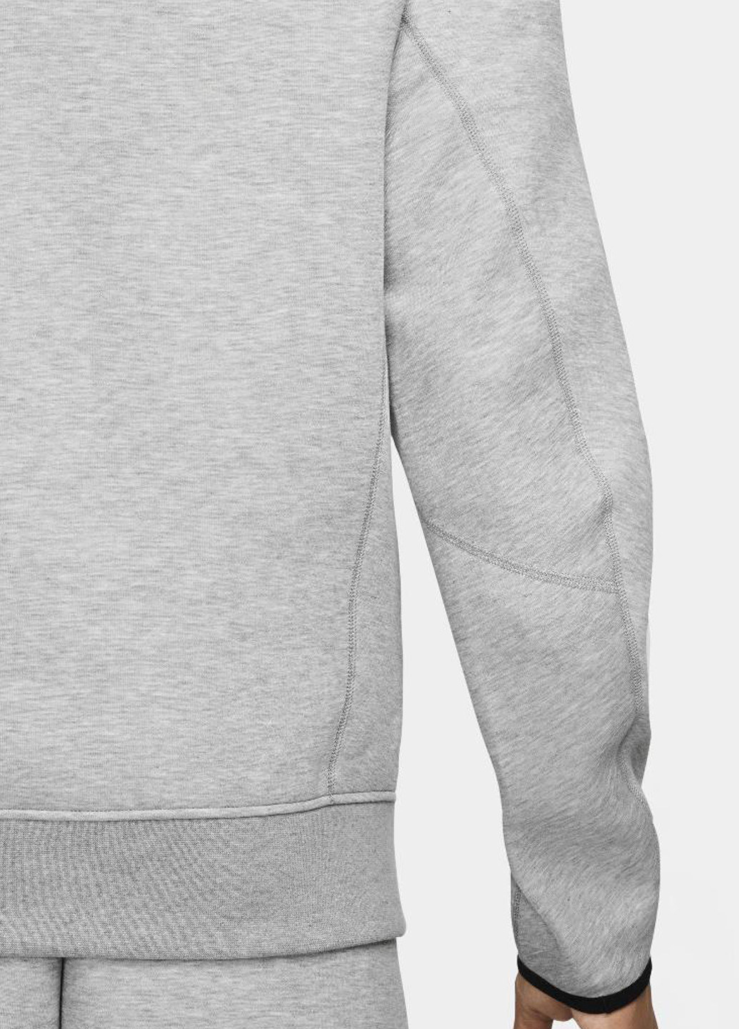 Серый свитшот fb7998-063 Nike меланж без декора (321979975)