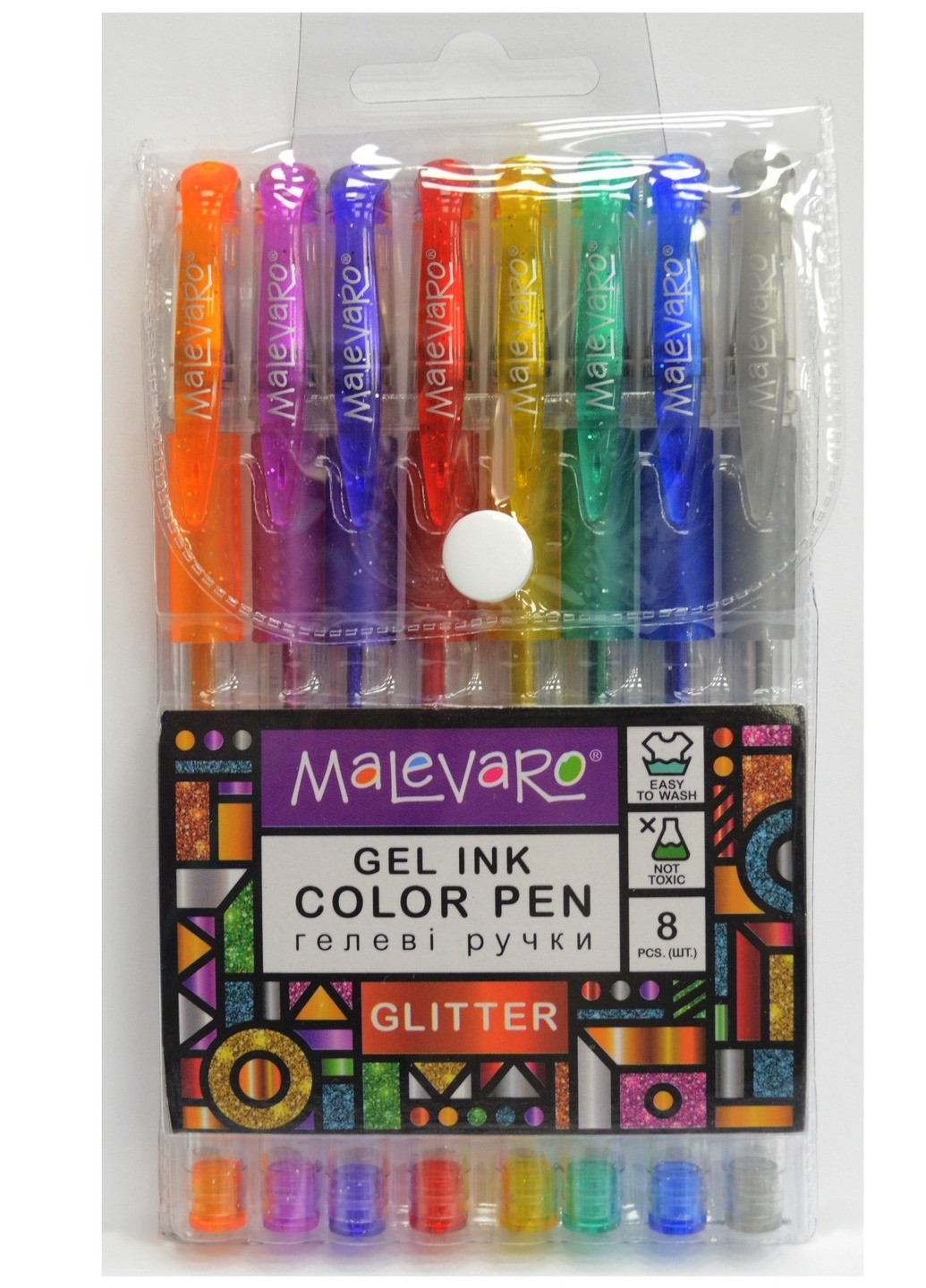 Набір гелевих ручок GLITTER з блискітками, 8 кольорів. Malevaro (251235506)