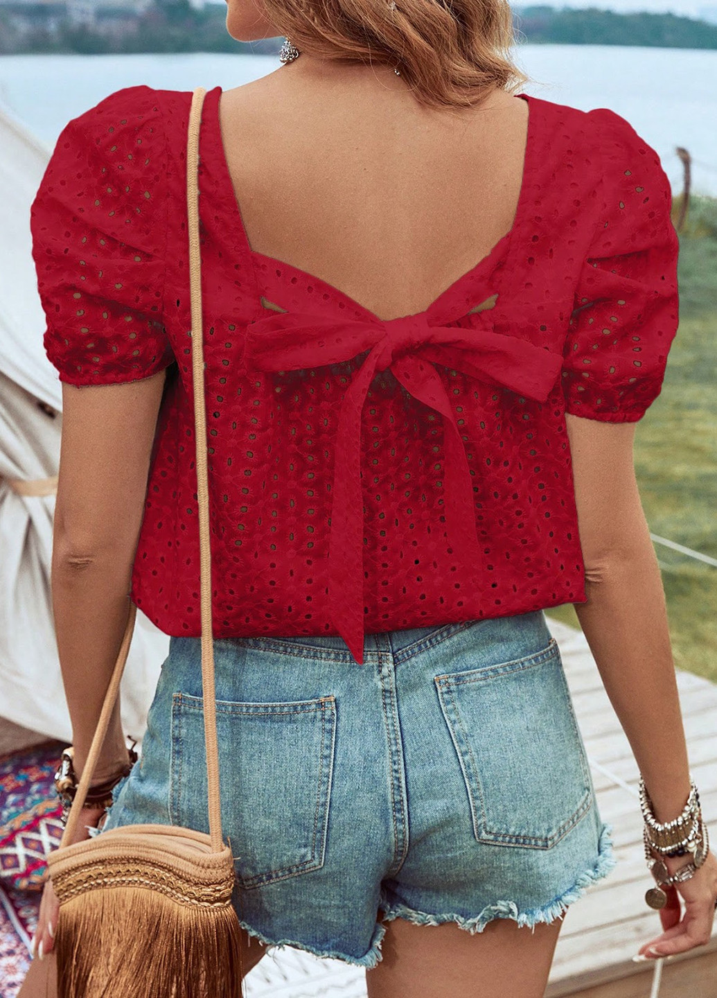 Темно-червона блуза SHEIN