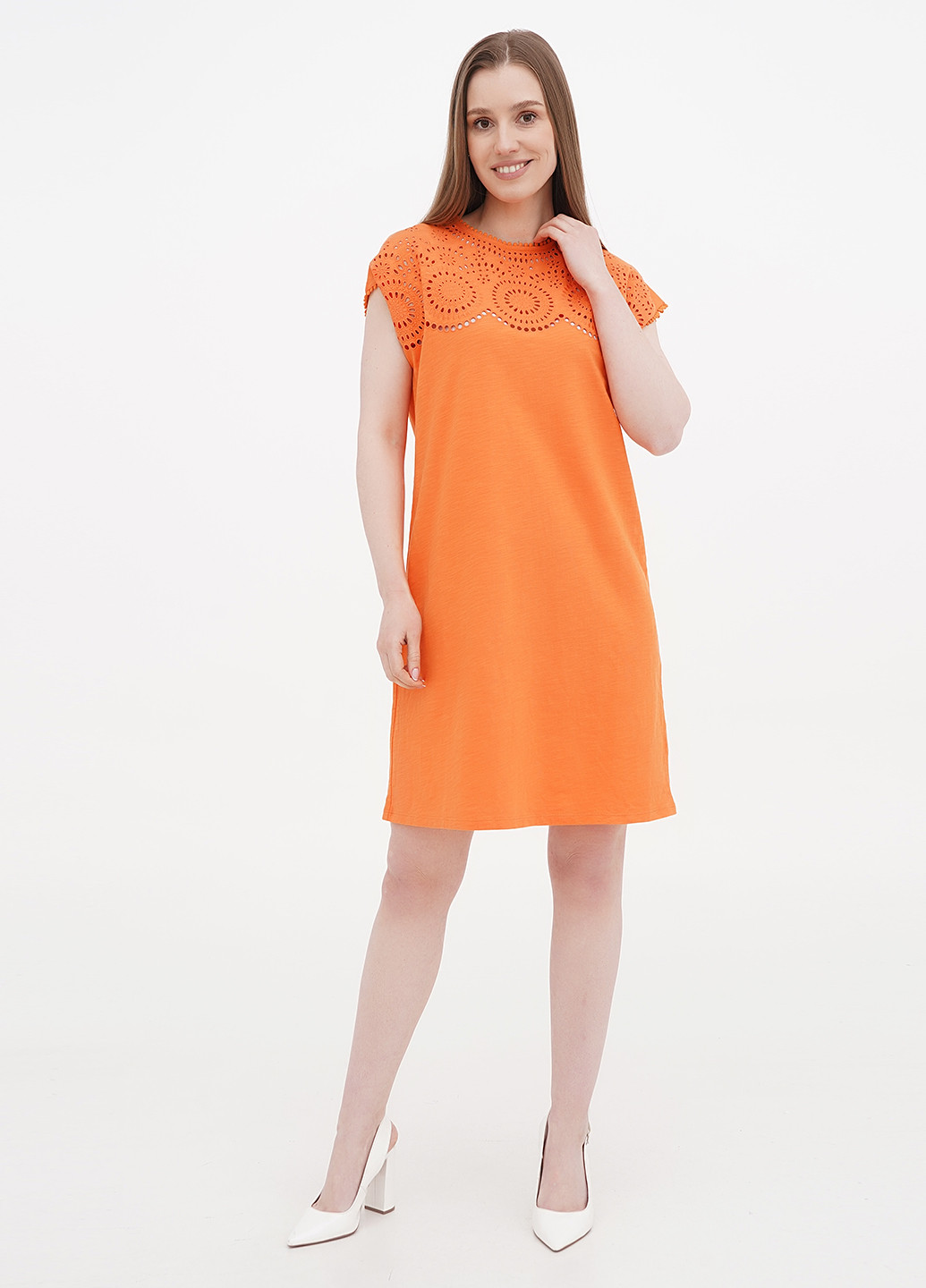 Оранжевое кэжуал платье а-силуэт Boden однотонное