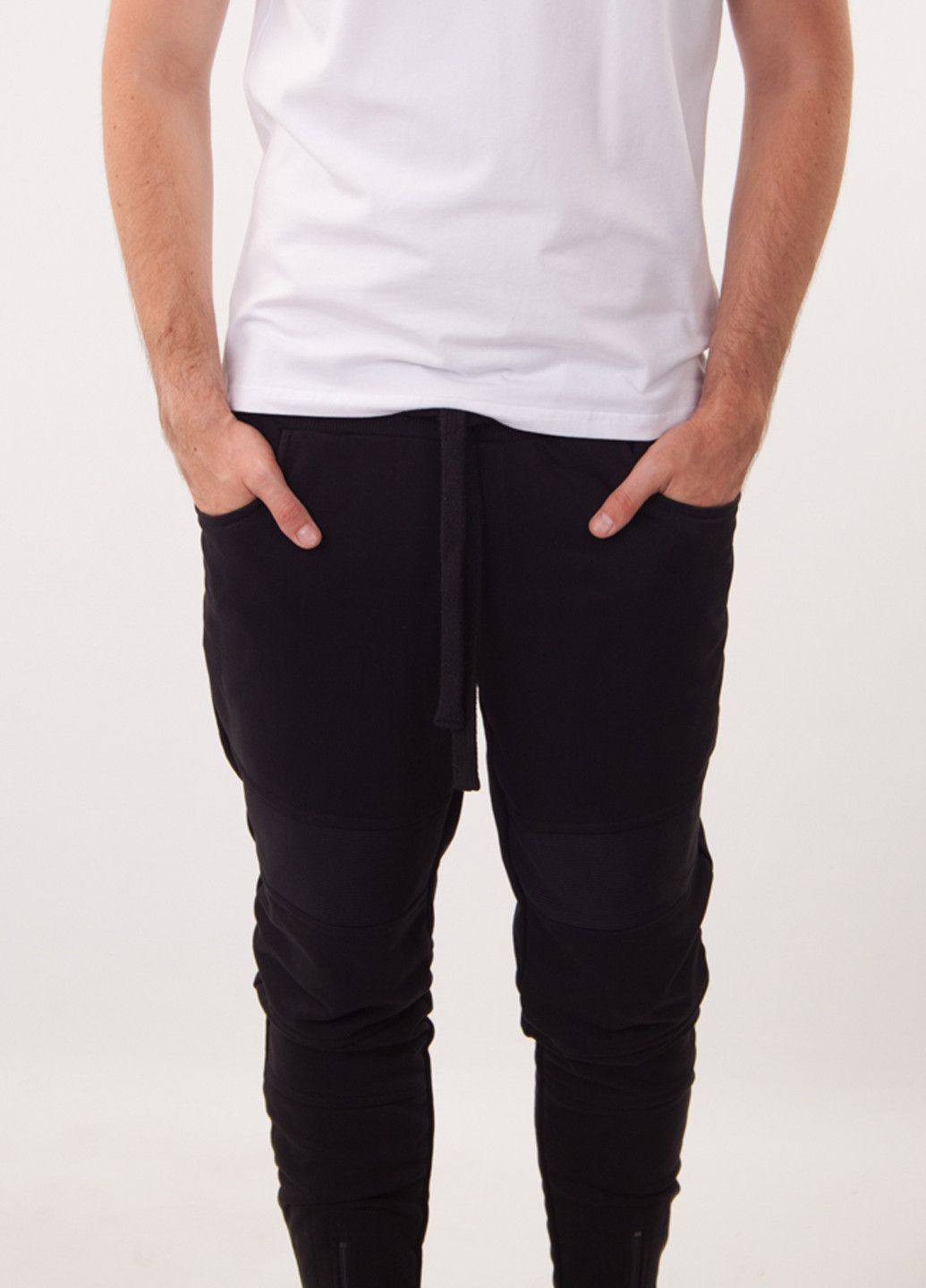 Черные кэжуал демисезонные со средней талией брюки Tim Faden