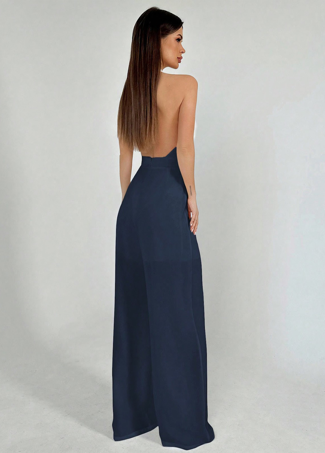 Комбінезон SHEIN комбінезон-брюки однотонний темно-синій коктейльний поліестер