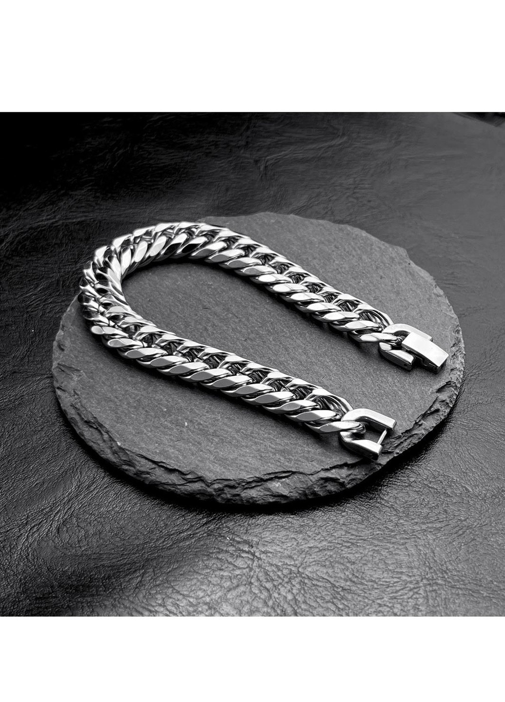 Чоловічий сріблястий браслет із Ювелірної нержавіючої сталі 19см No Brand (254398606)