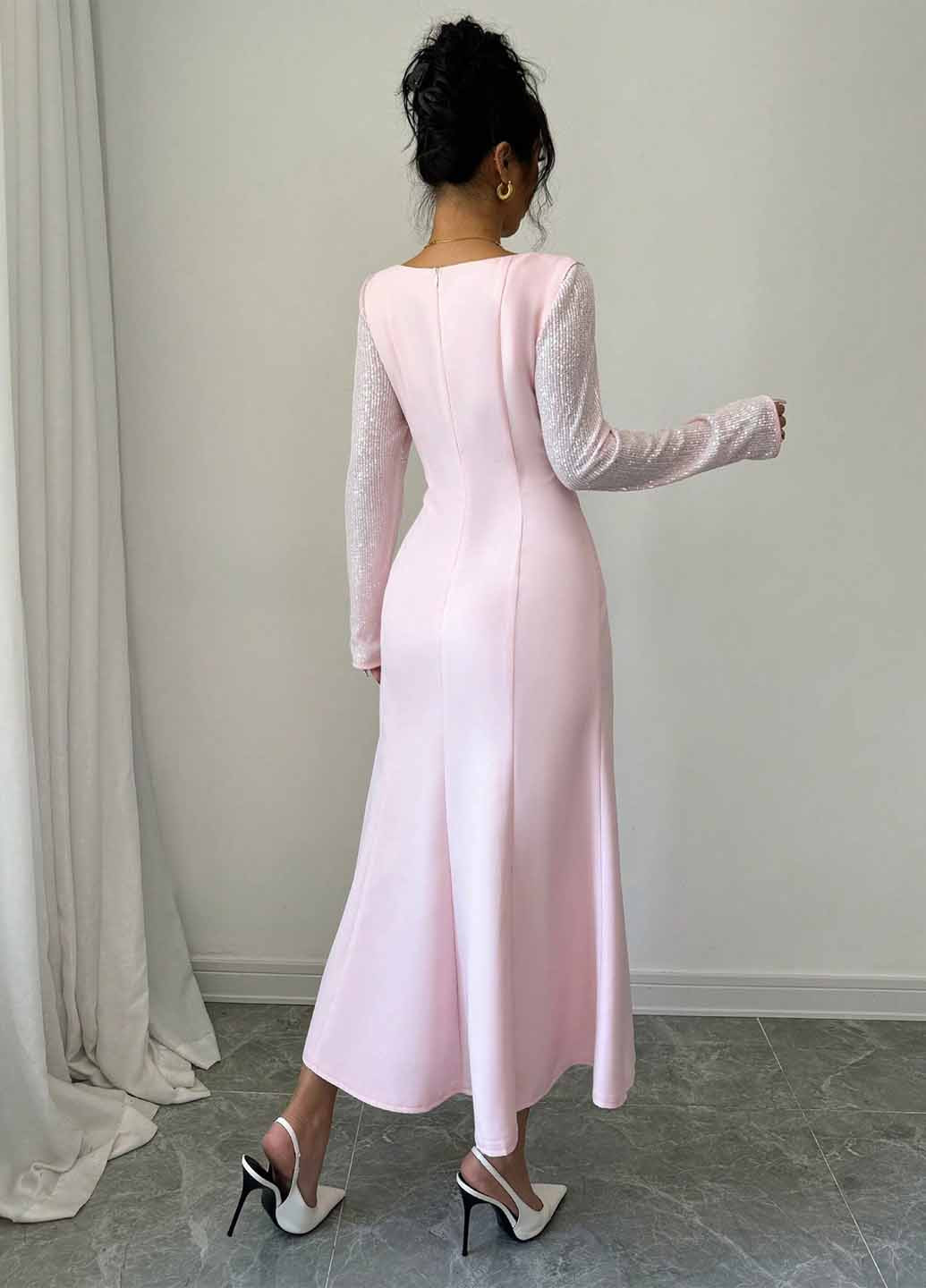 Розовое кэжуал платье SHEIN однотонное