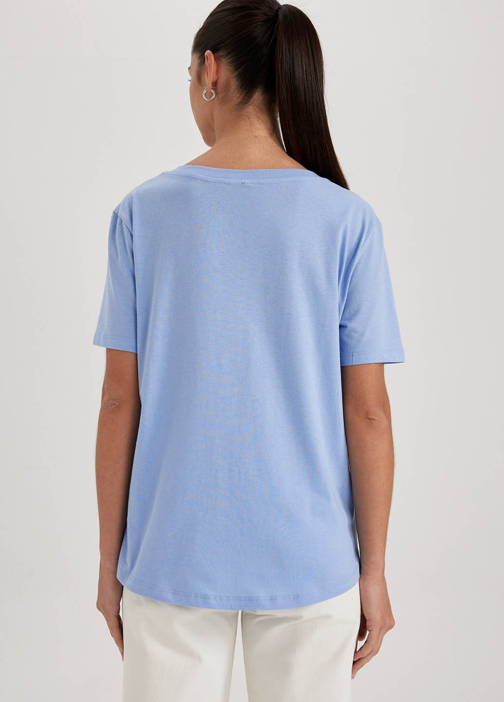 Голубая летняя футболка DeFacto