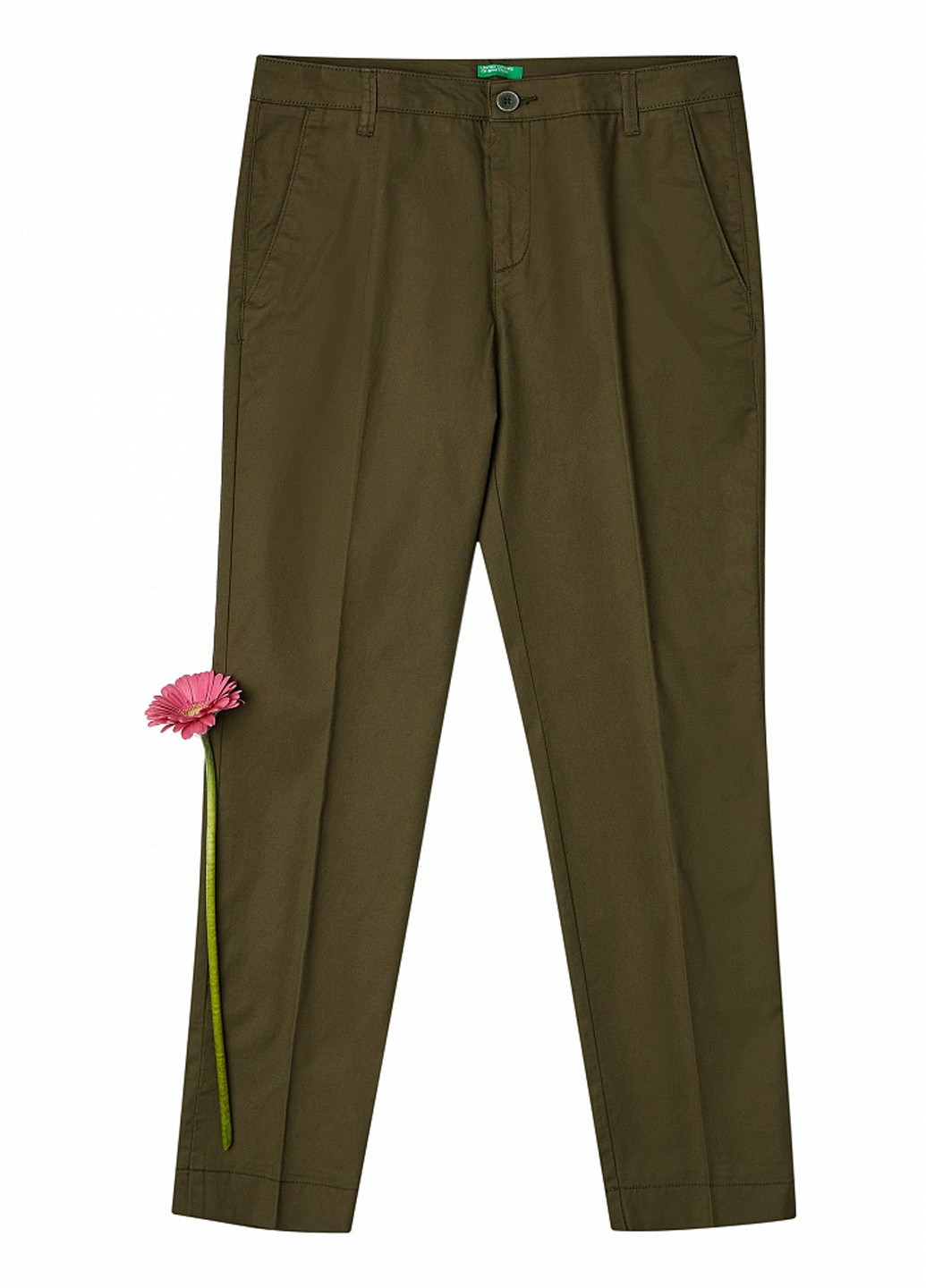 Темно-зеленые кэжуал демисезонные прямые брюки United Colors of Benetton