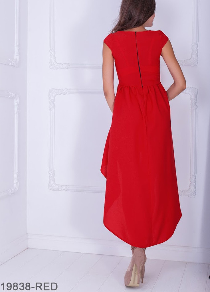 Красное кэжуал асимметричное платье ferreira красный Podium однотонное