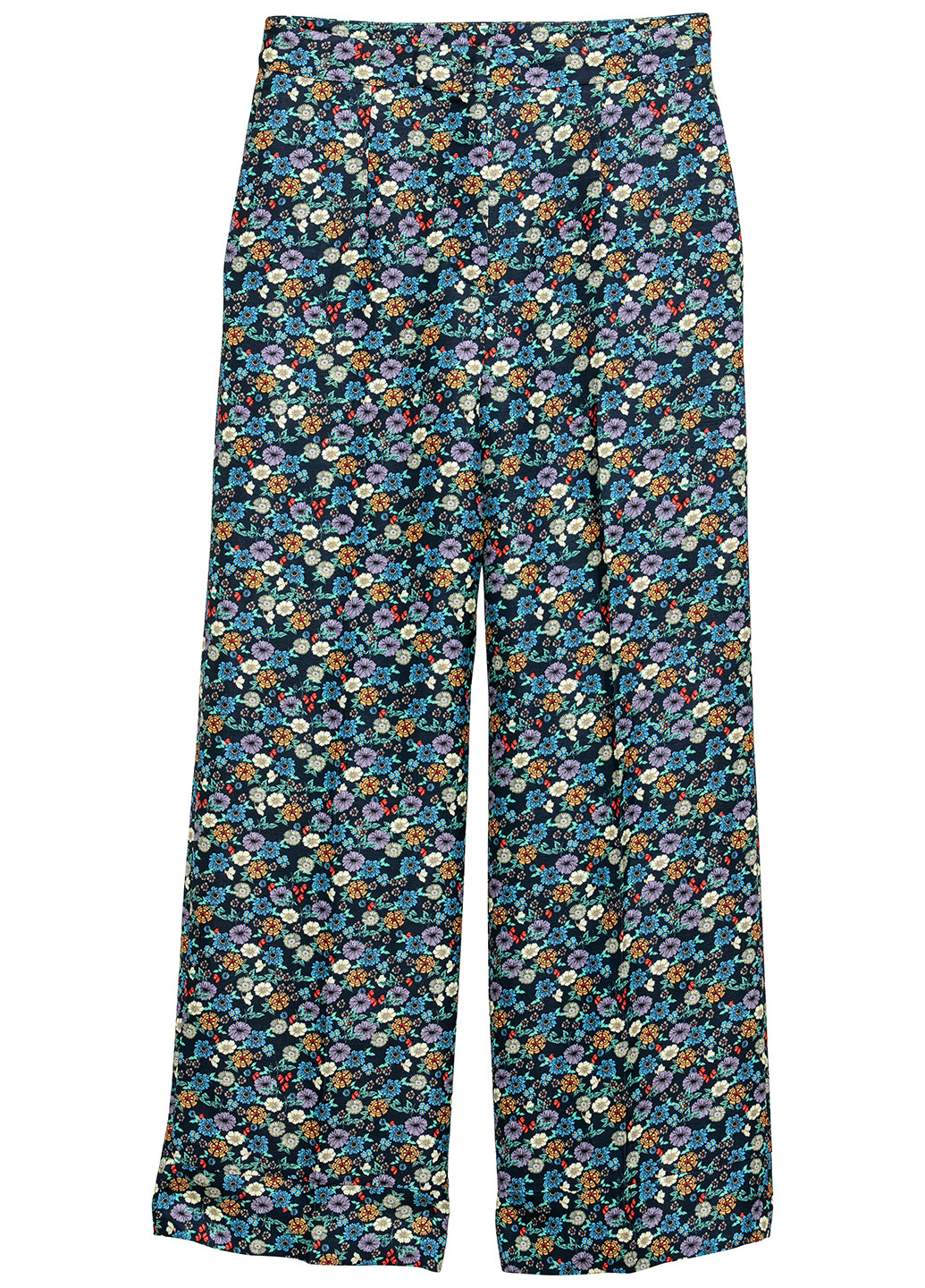 Темно-синие кэжуал летние клеш брюки H&M