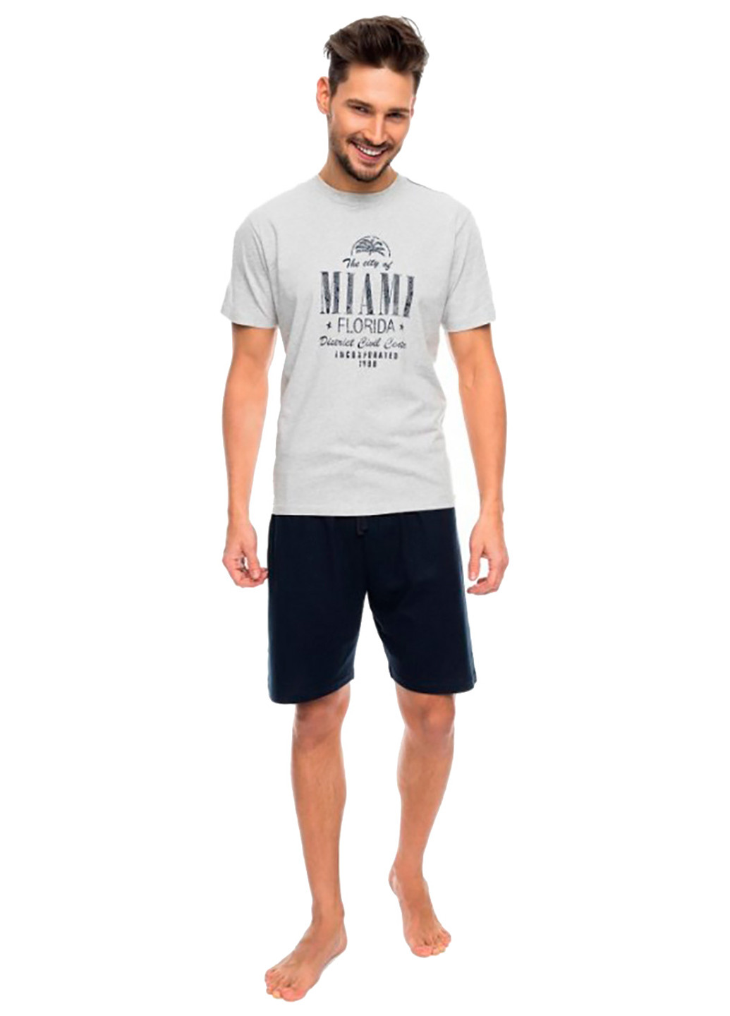 Сірий демісезонний комплект (футболка, шорти) Rossli