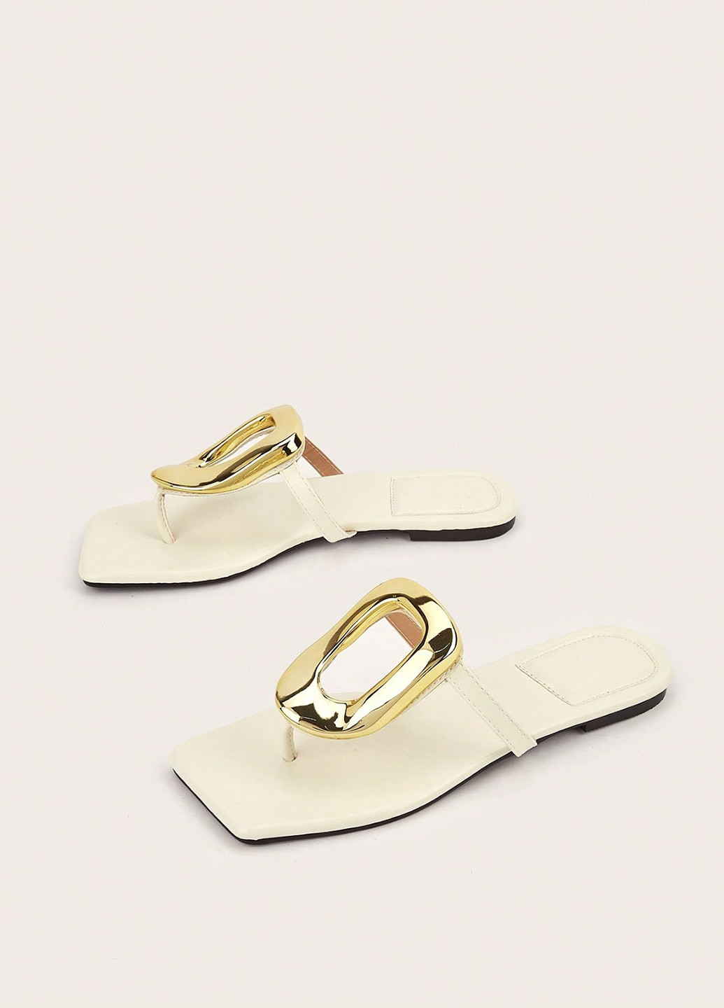 Айвори кэжуал вьетнамки SHEIN с аппликацией