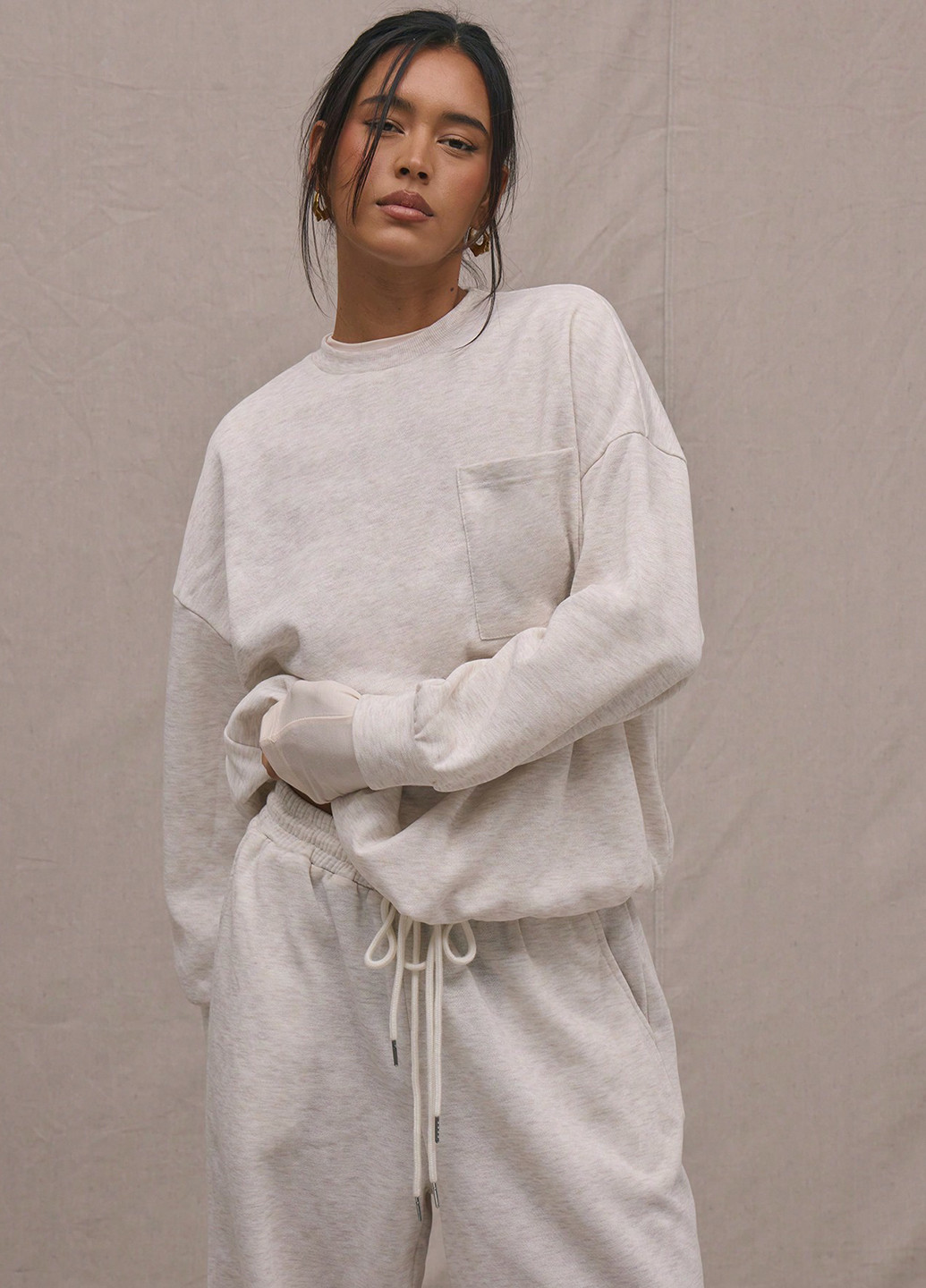 Комбінований світшот SHEIN меланж без декору (367747718)