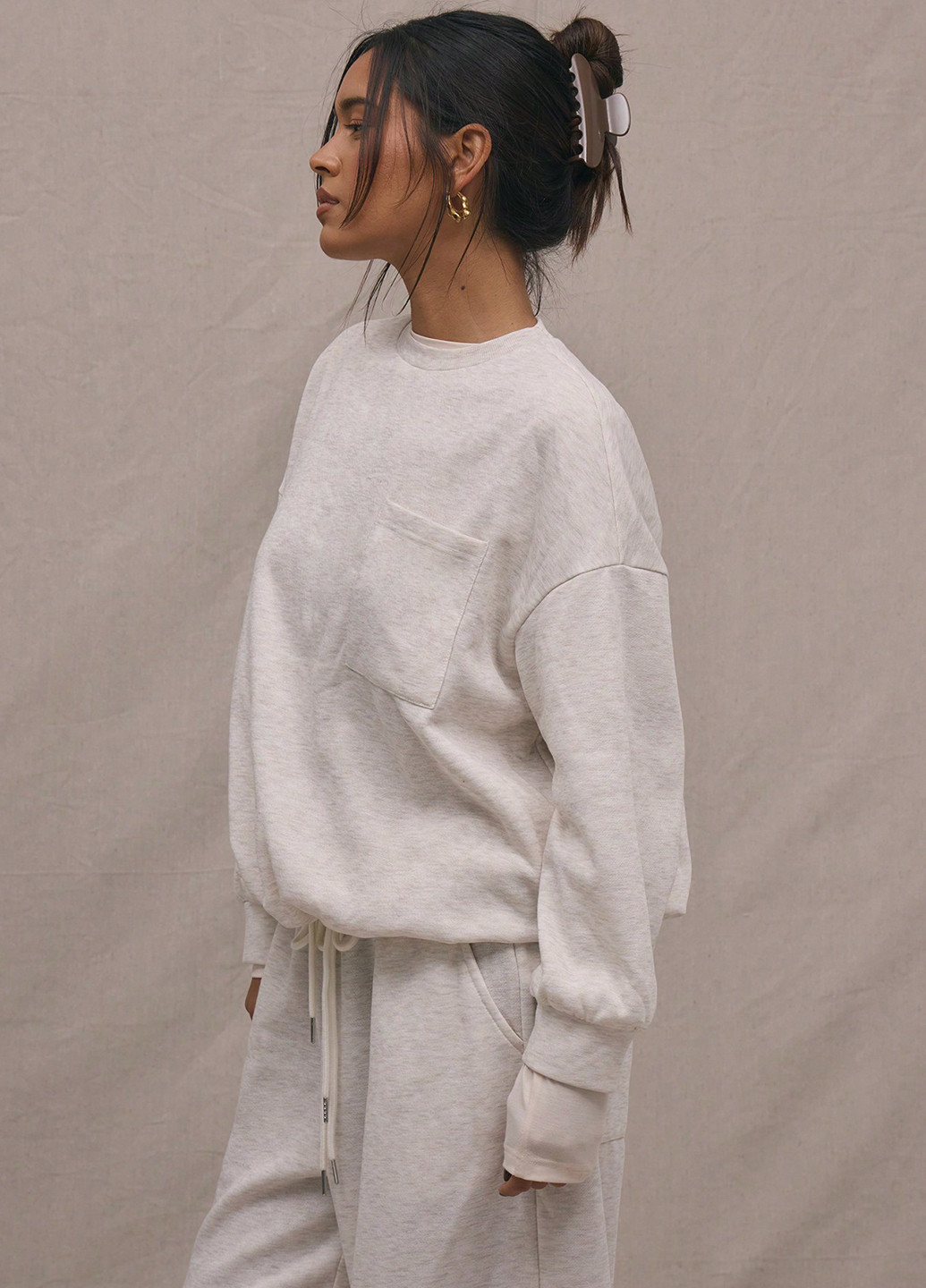 Комбінований світшот SHEIN меланж без декору (367747718)