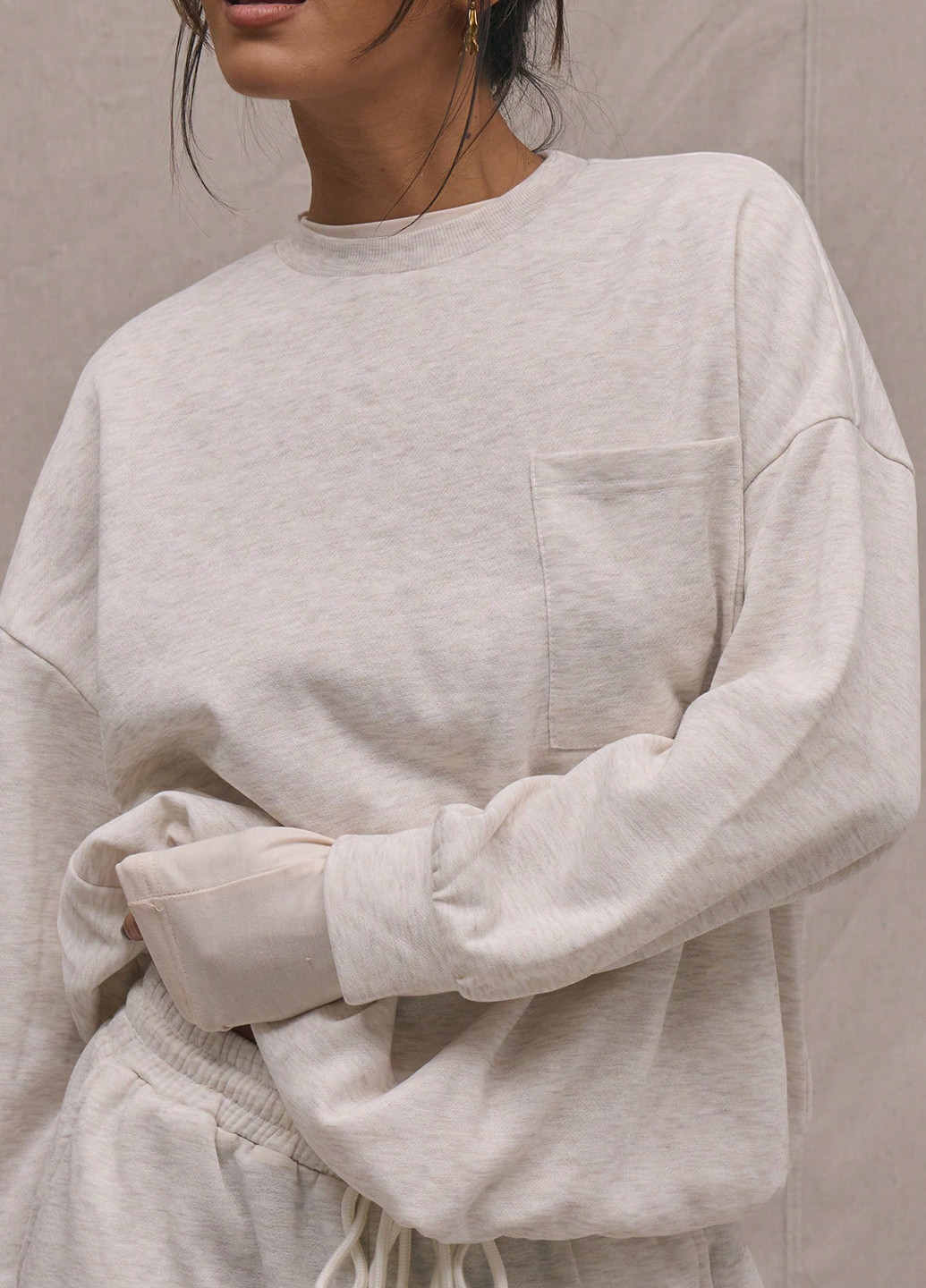 Комбінований світшот SHEIN меланж без декору (367747718)