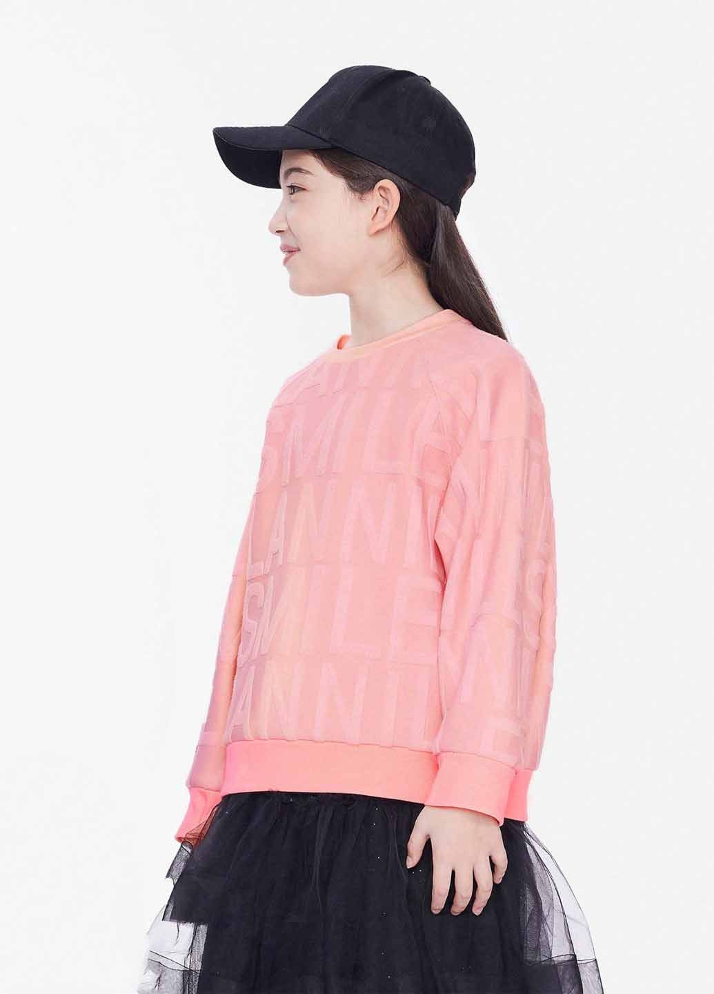 SHEIN світшот однотонний рожевий кежуал поліестер