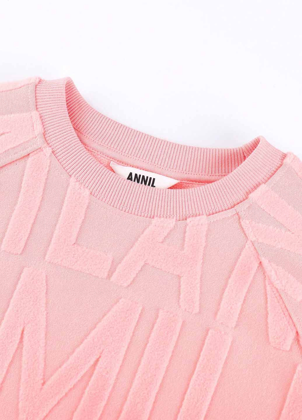 SHEIN світшот однотонний рожевий кежуал поліестер