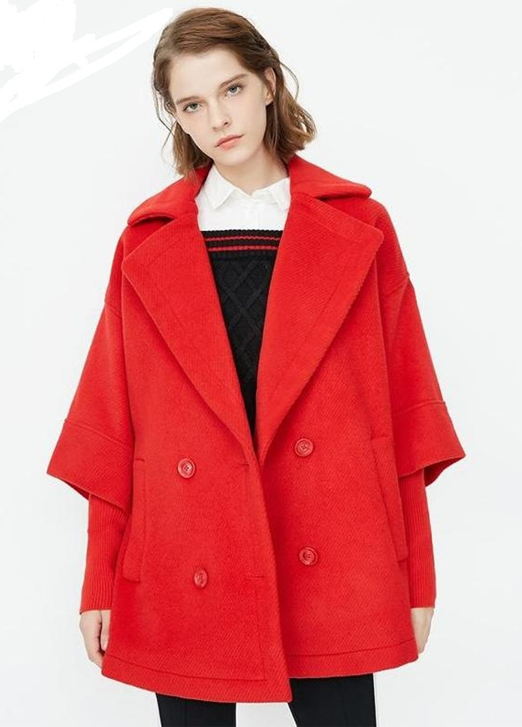 Красное демисезонное Пальто двубортное Only