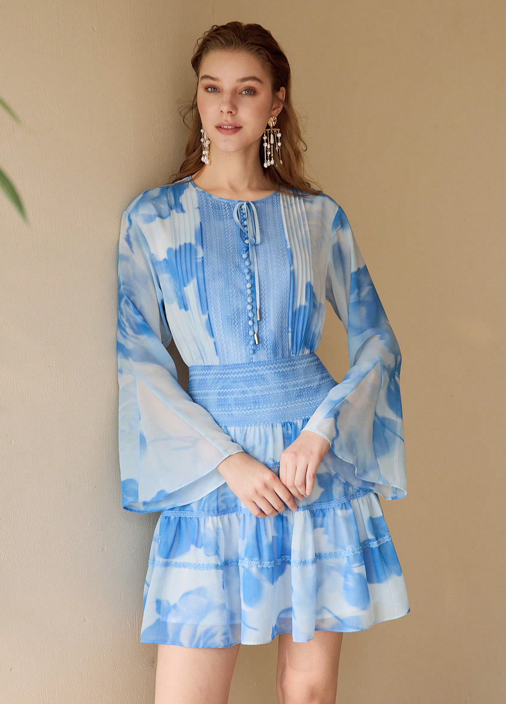 Синя кежуал сукня SHEIN з абстрактним візерунком