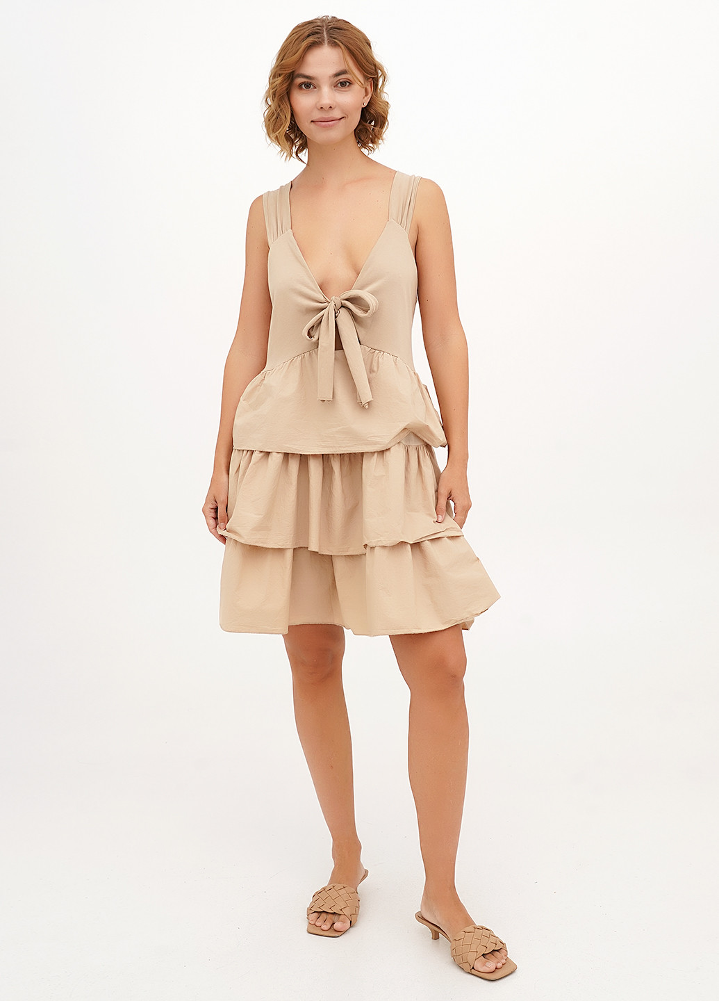 Бежева кежуал сукня з пишною спідницею Joie Clair однотонна