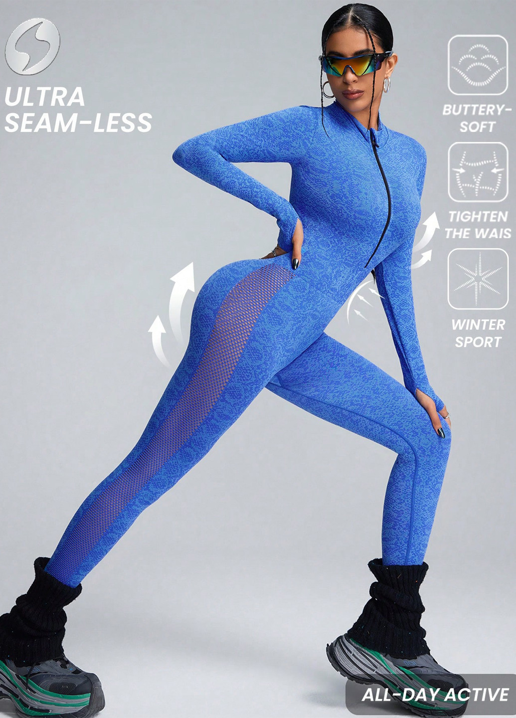 Комбінезон SHEIN комбінезон-брюки абстрактний синій спортивний поліамід