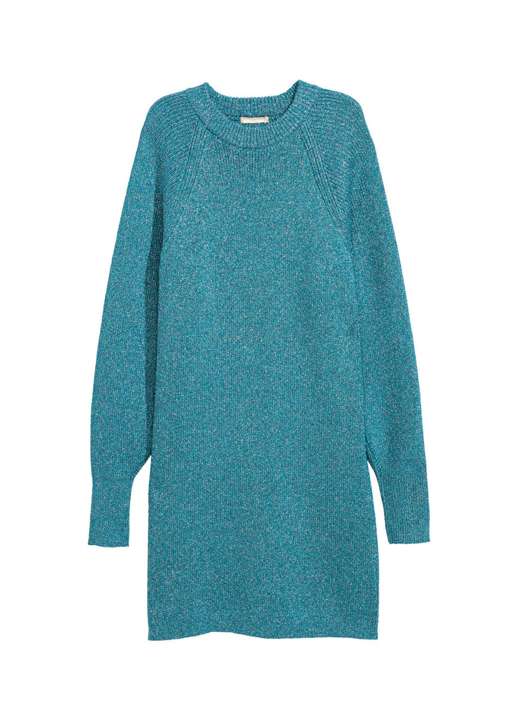 Синее кэжуал платье платье-свитер H&M меланжевое