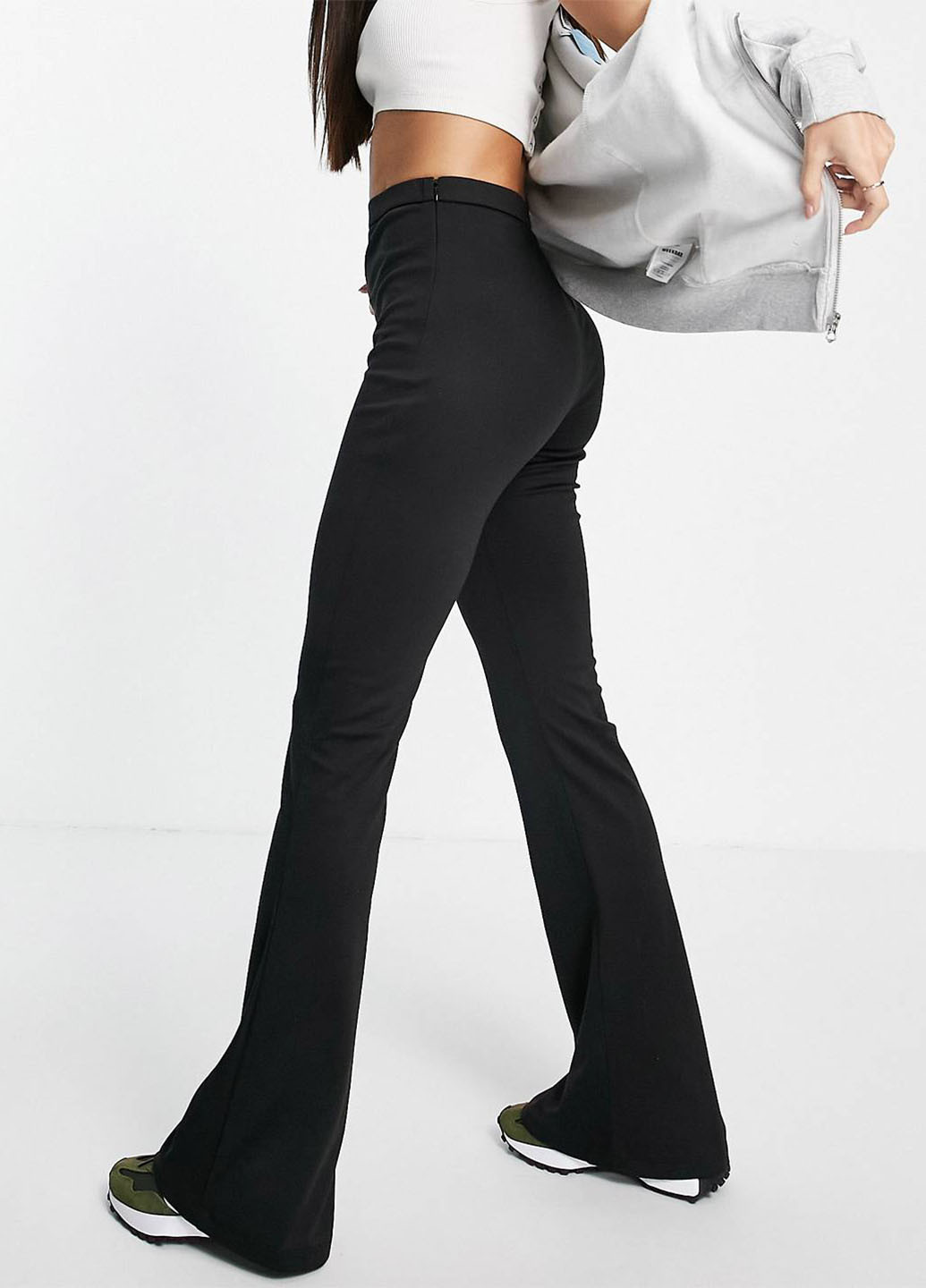 Черные кэжуал демисезонные клеш брюки Asos
