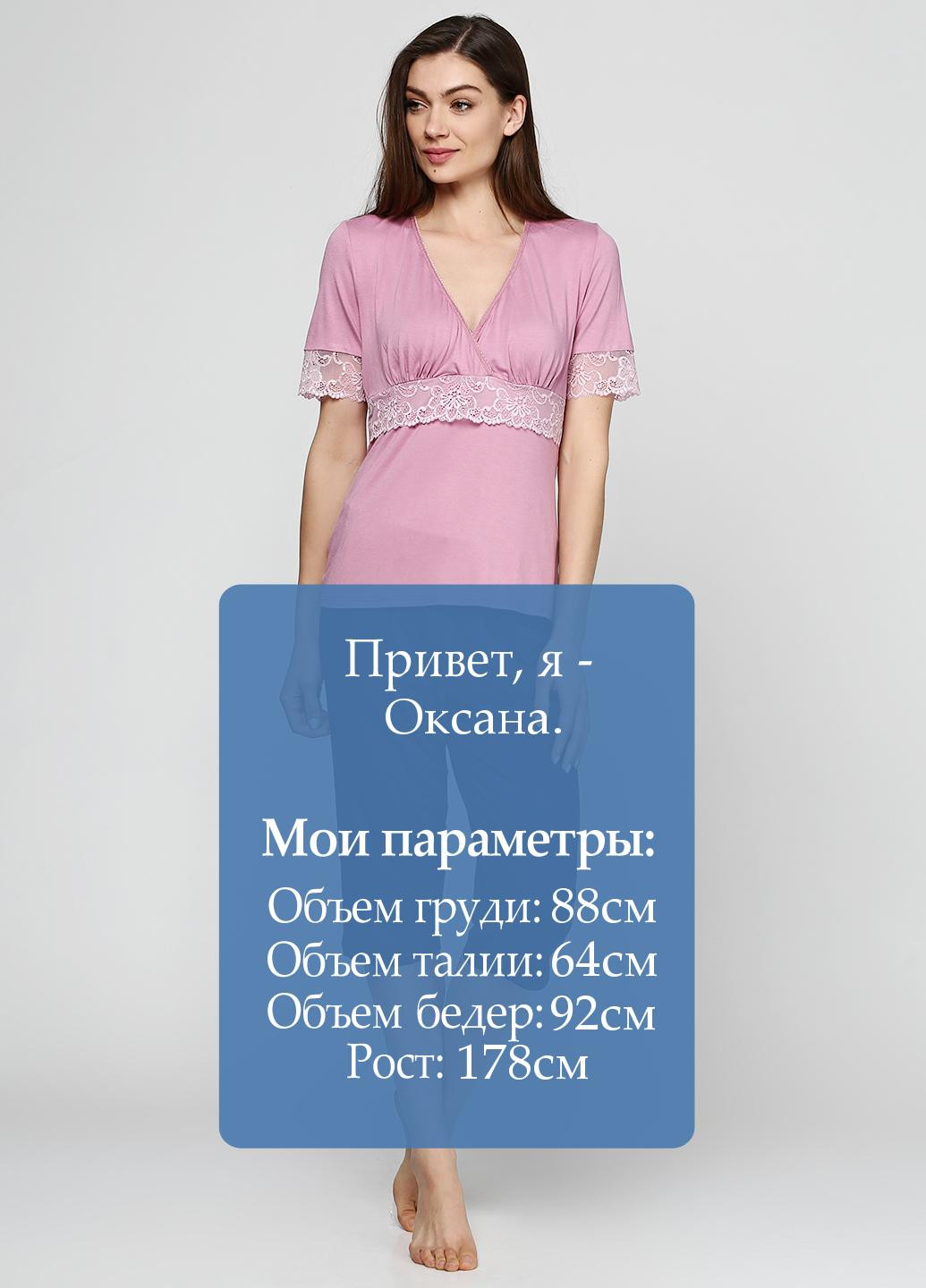 Розовая всесезон пижама (футболка, бриджи) Maria Lenkevich
