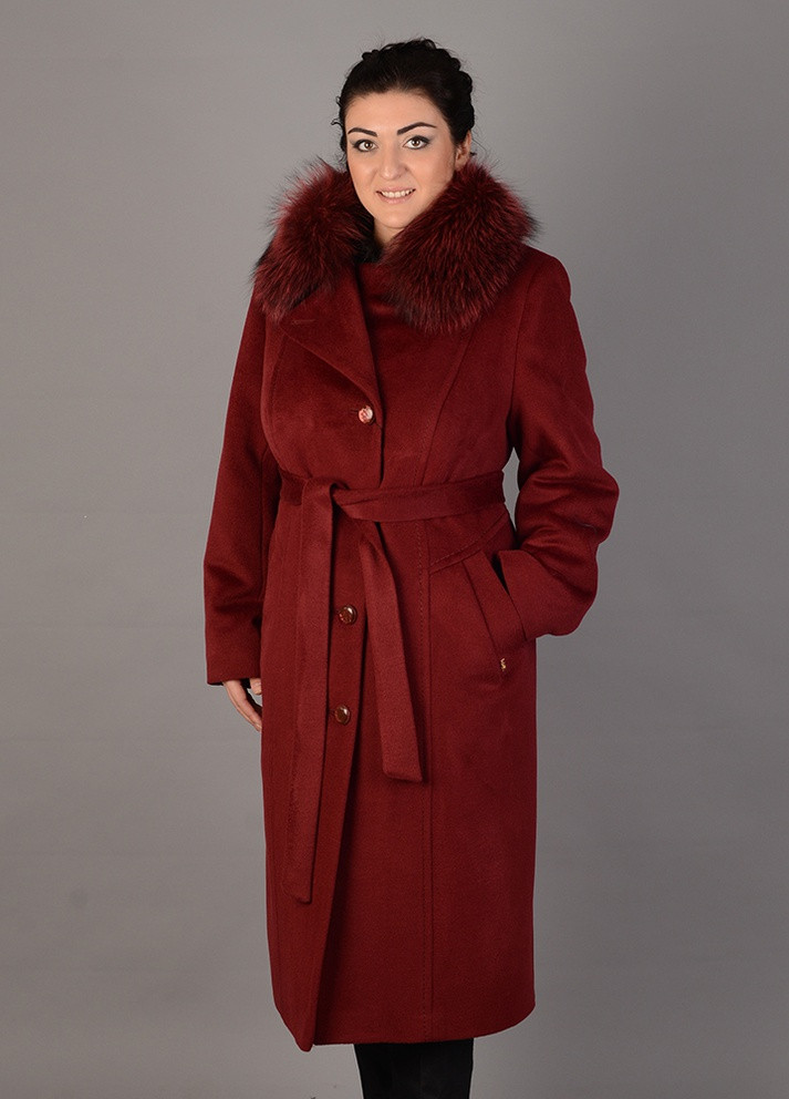 Бордове зимнє Зимове довге пальто Mangust