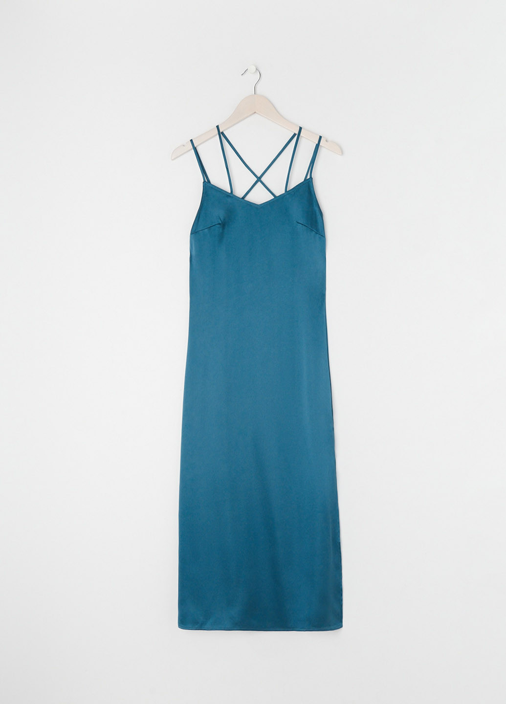 Темно-бирюзовое кэжуал платье платье-комбинация Sinsay однотонное