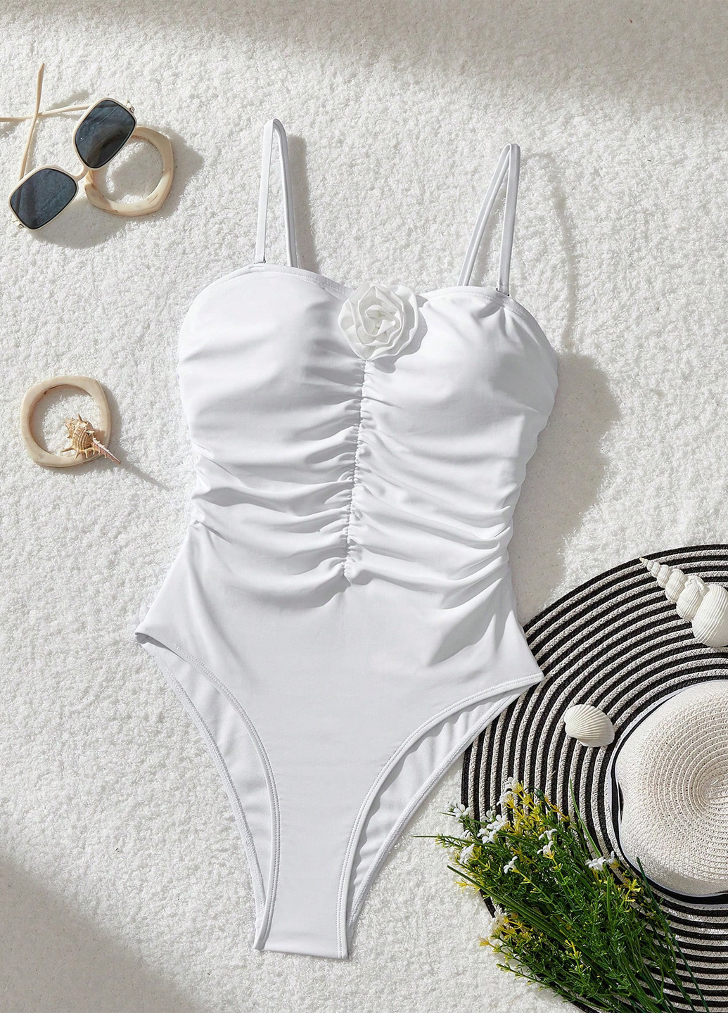 Білий літній купальник суцільний SHEIN