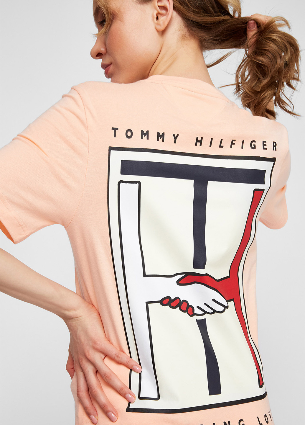 Персиковая летняя футболка Tommy Hilfiger