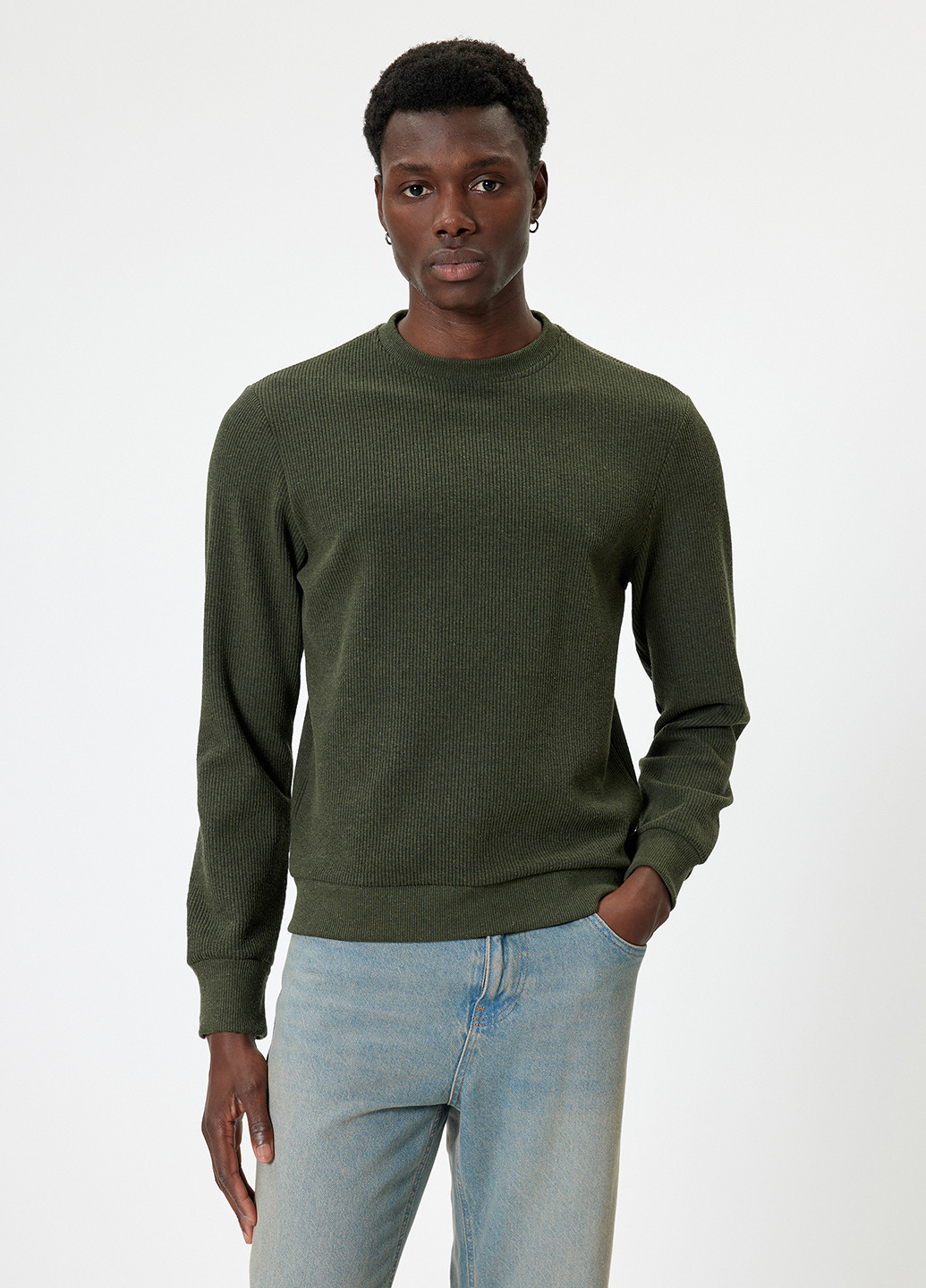 Хакі світшот KOTON однотонний без декору (362152258)