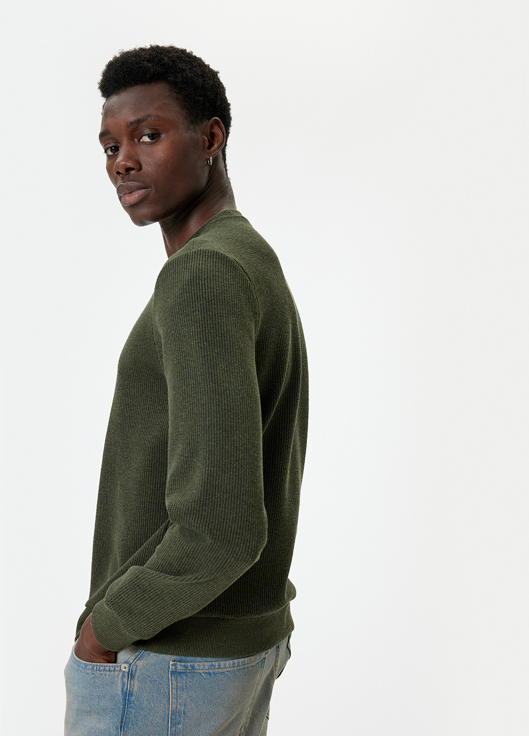 Хакі світшот KOTON однотонний без декору (362152258)