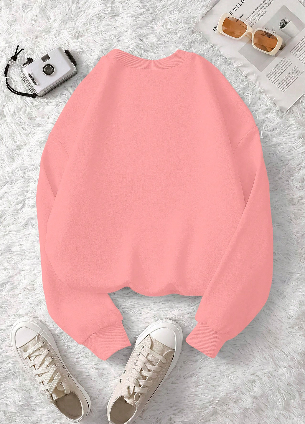 Розовый свитшот SHEIN новогодний без декора (334102151)