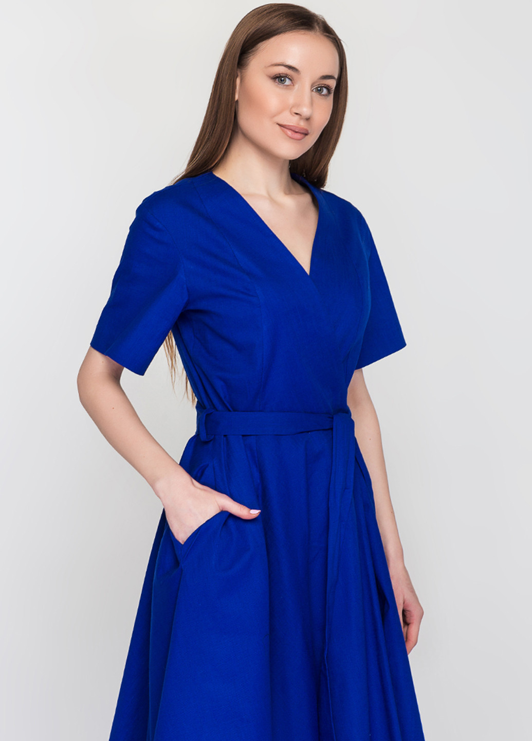 Синее кэжуал платье с юбкой-солнце O`zona milano однотонное