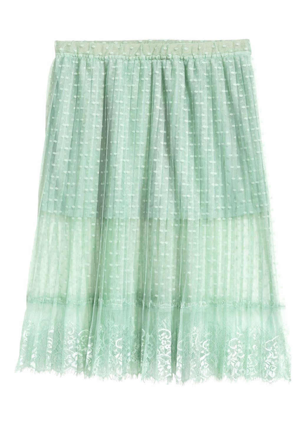 Мятная кэжуал однотонная юбка H&M клешированная, плиссе