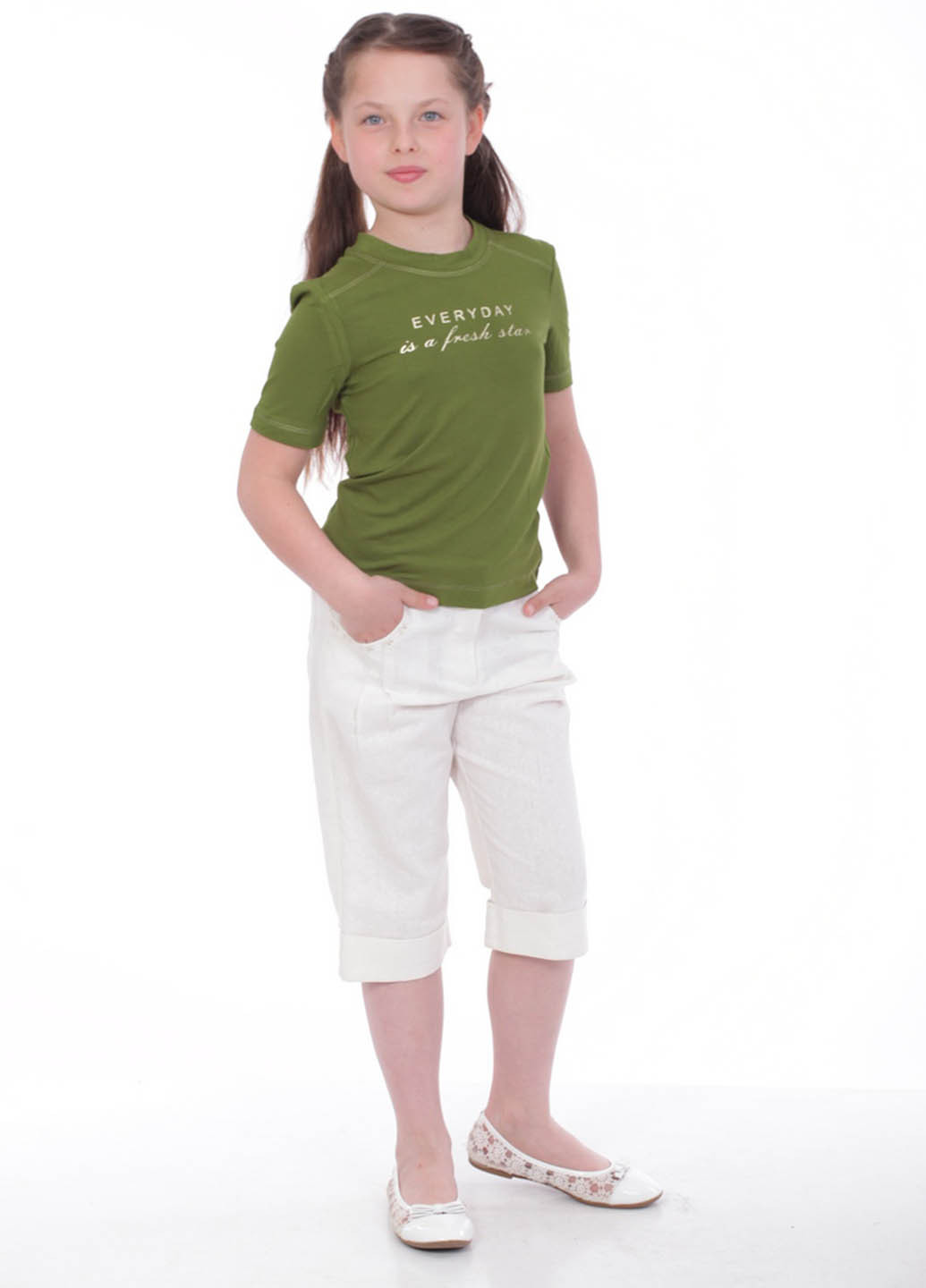Зеленая летняя футболка с коротким рукавом DiMax