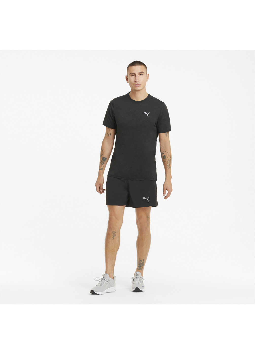 Чорна футболка favourite heather short sleeve men's running tee Puma