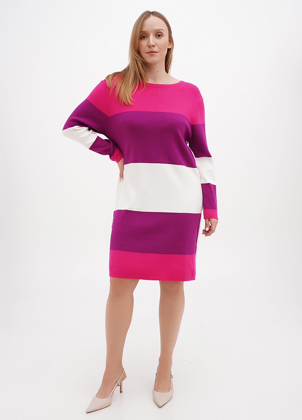 Малинова кежуал сукня сукня светр Minority в смужку