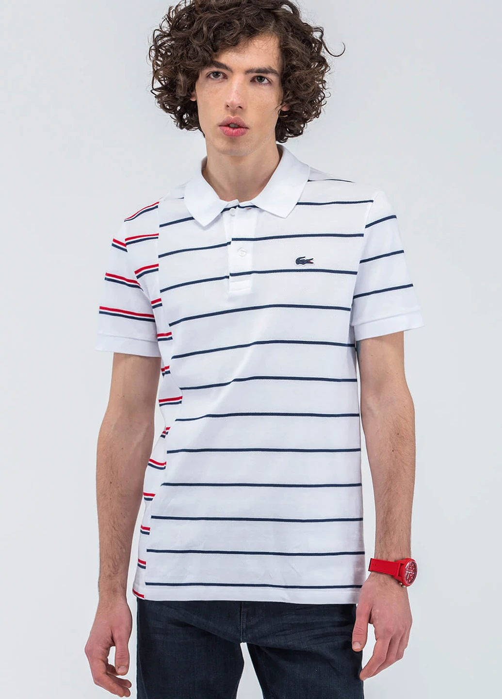 Белая футболка-поло для мужчин Lacoste с логотипом