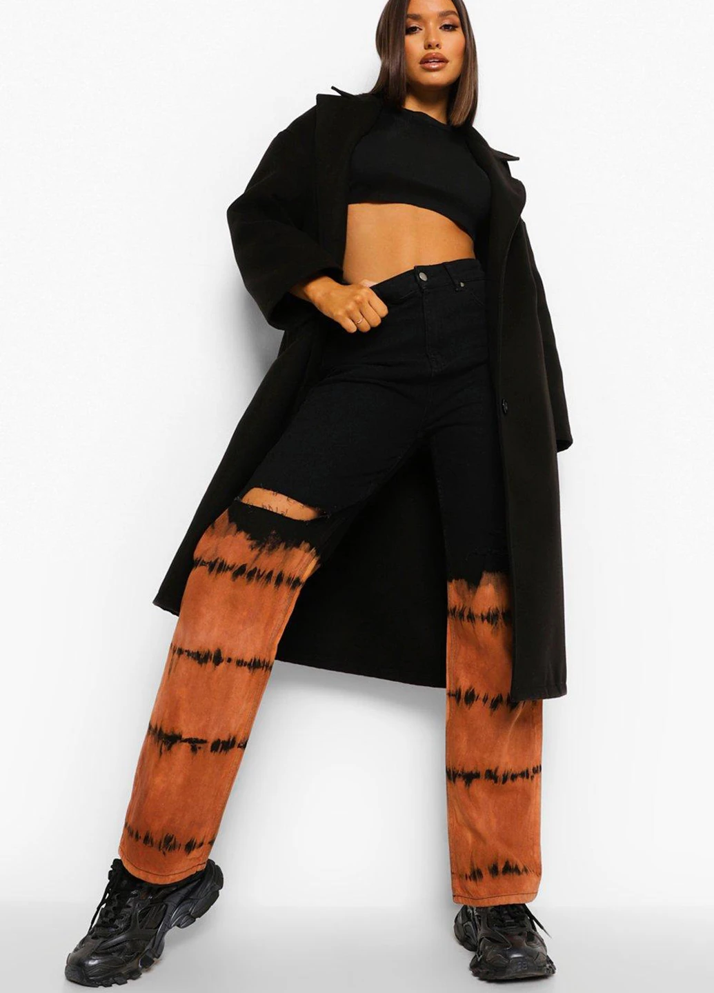 Черное демисезонное Пальто однобортное Boohoo