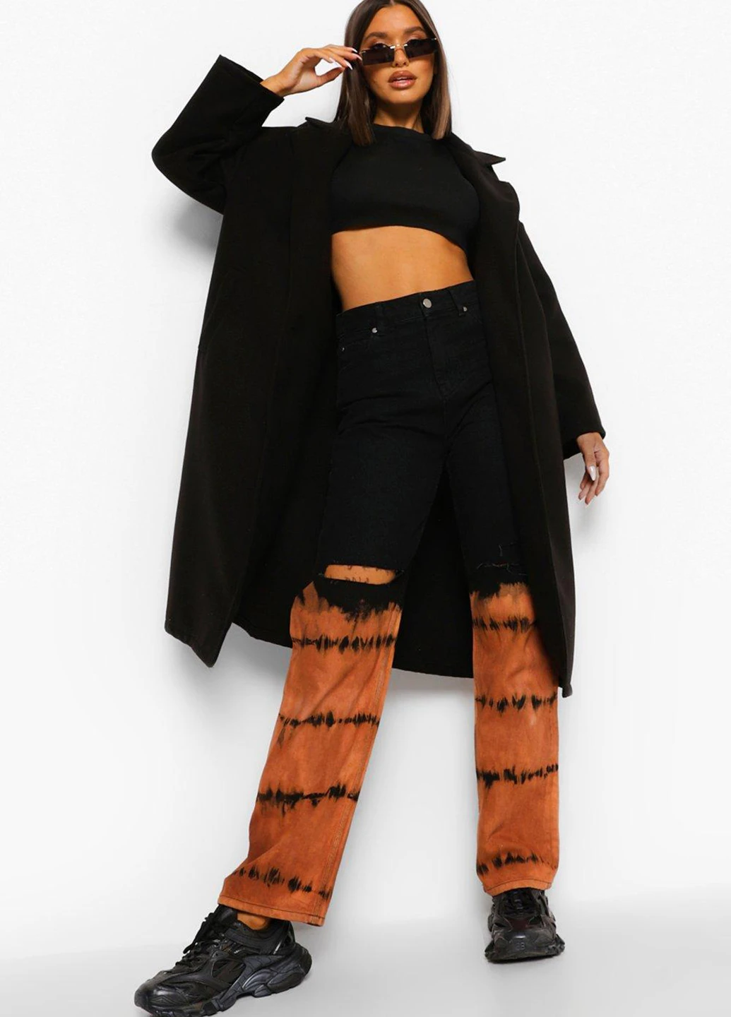 Черное демисезонное Пальто однобортное Boohoo