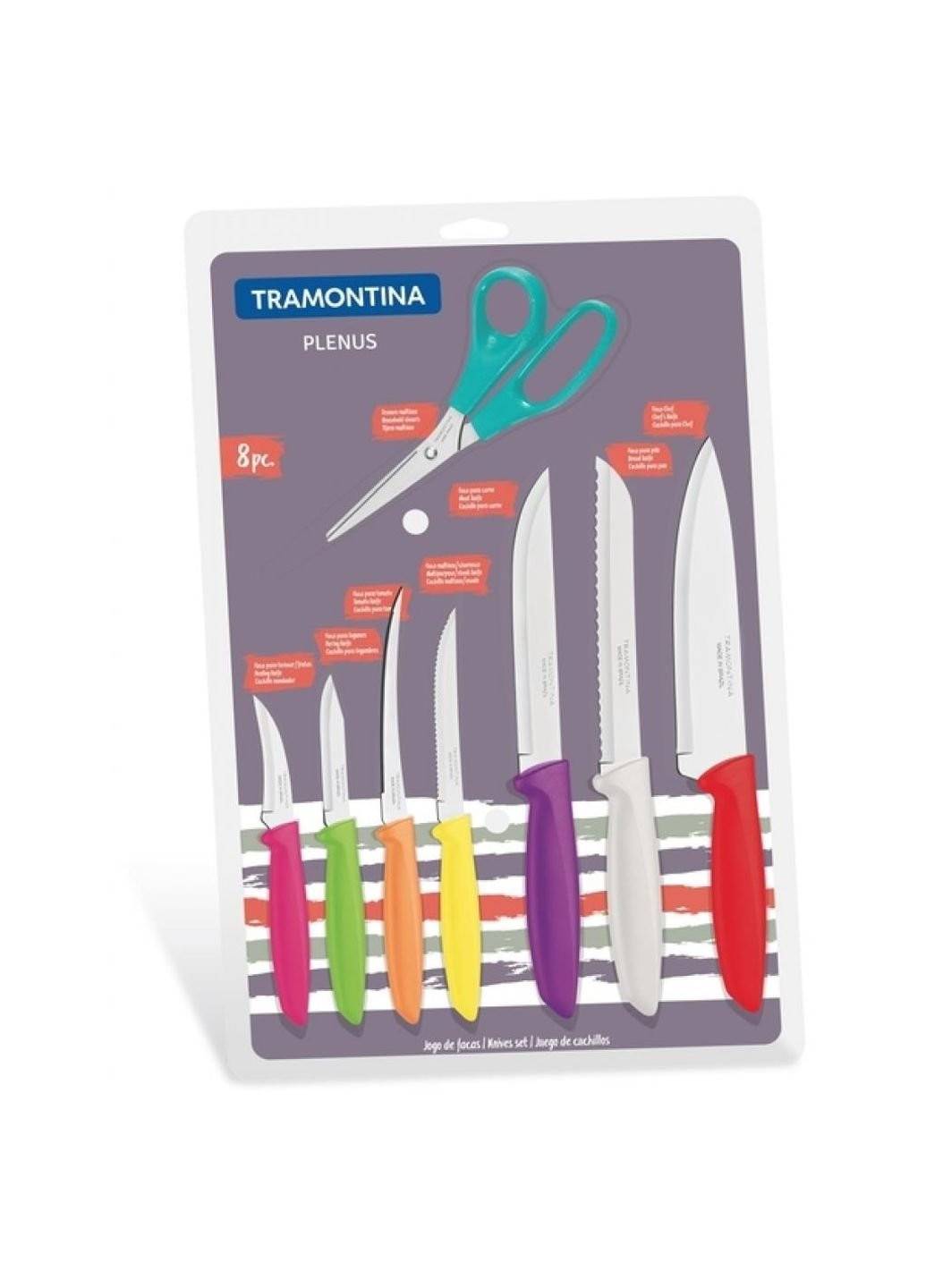 Набор ножей Plenus 8 предметов (7 ножей + ножницы) (23498/917) Tramontina комбинированные,