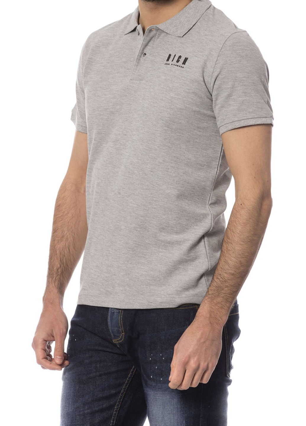 Серая футболка-поло для мужчин Richmond с логотипом