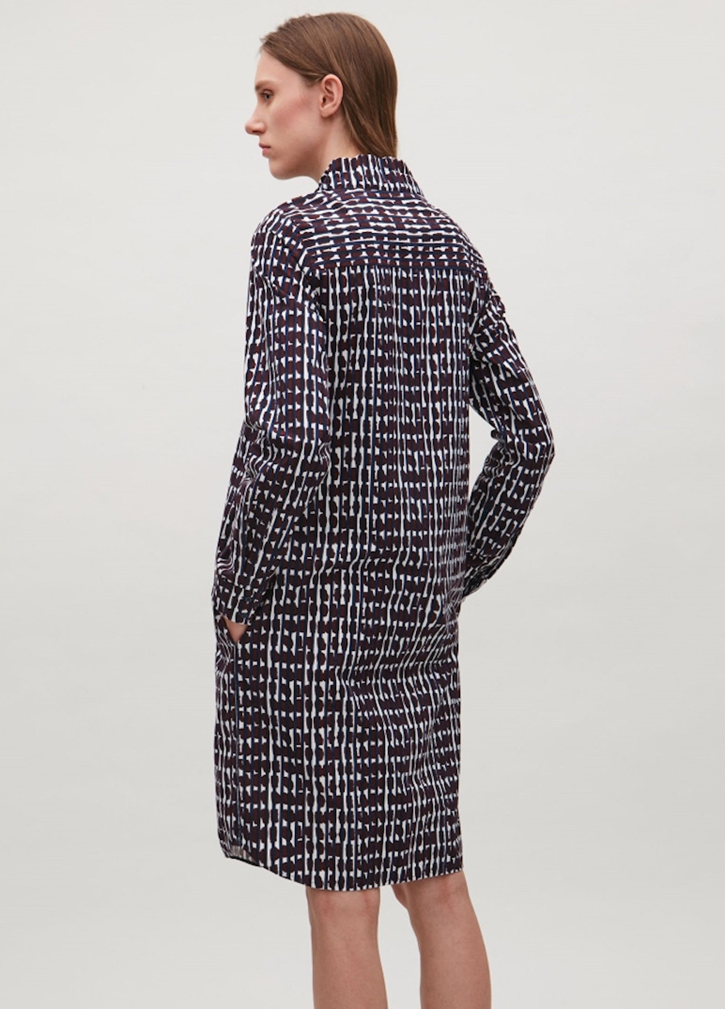 Бордовое кэжуал платье а-силуэт Cos с абстрактным узором