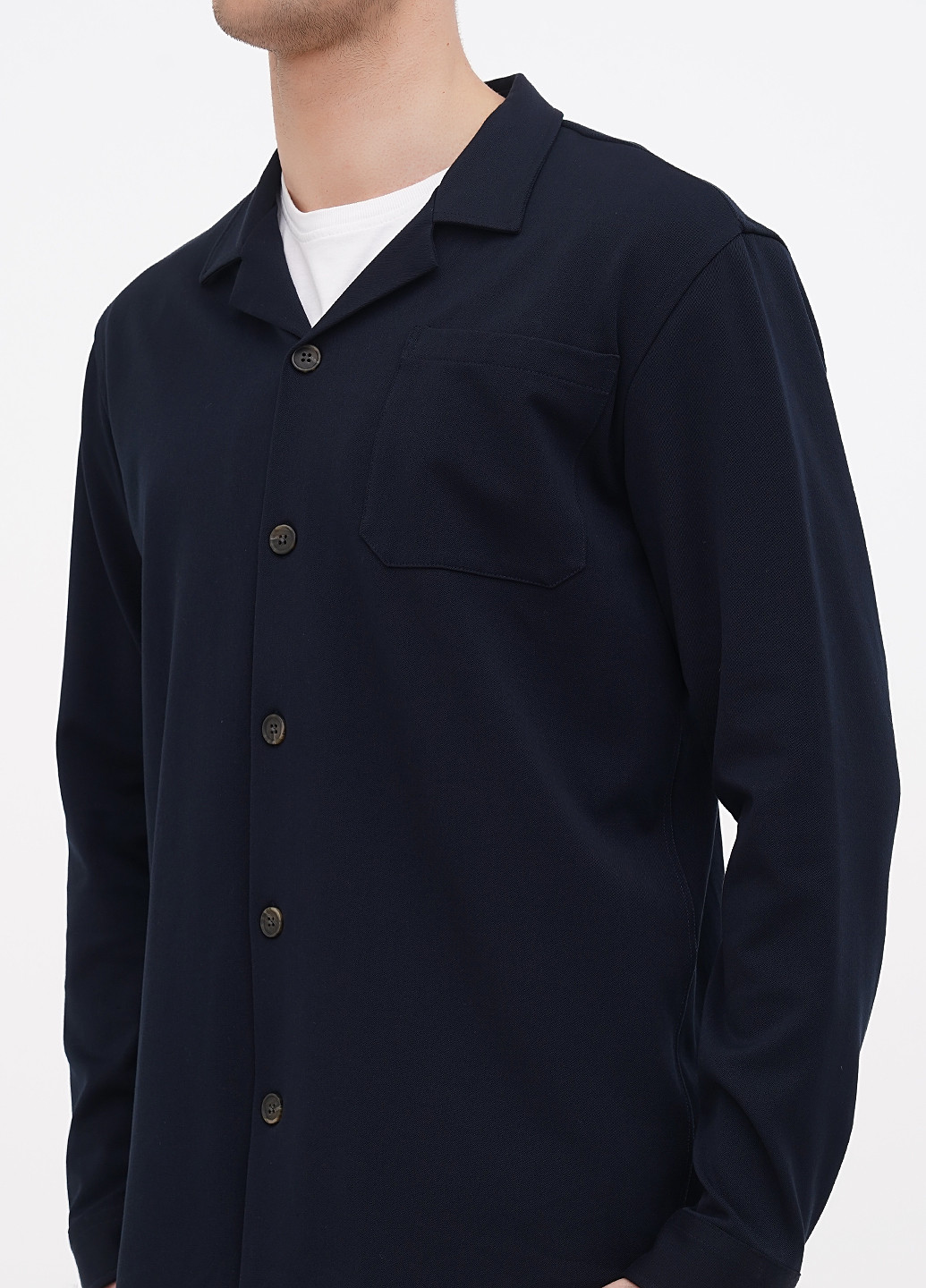 Темно-синяя кэжуал рубашка однотонная Minimum