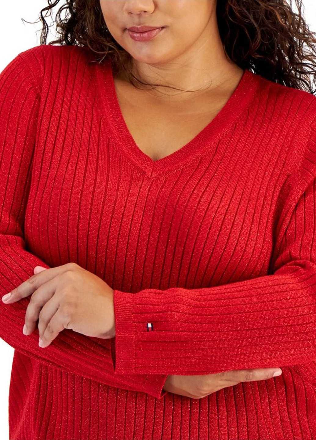 Красный демисезонный свитер пуловер Tommy Hilfiger