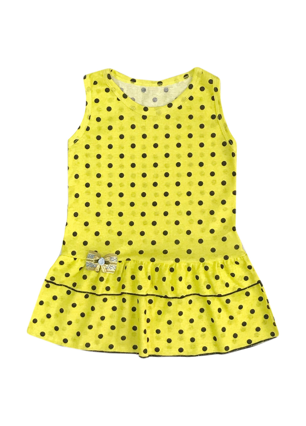 Желтое кэжуал платье AV Style в горошек