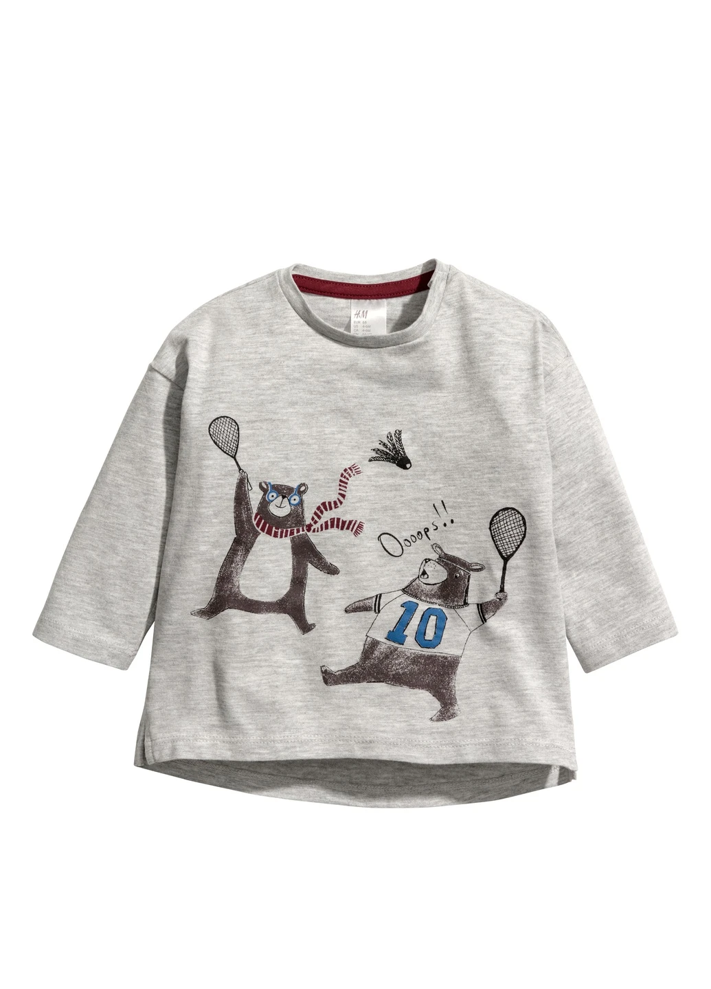 Лонгслів,сірий з принтом, H&M (256788605)