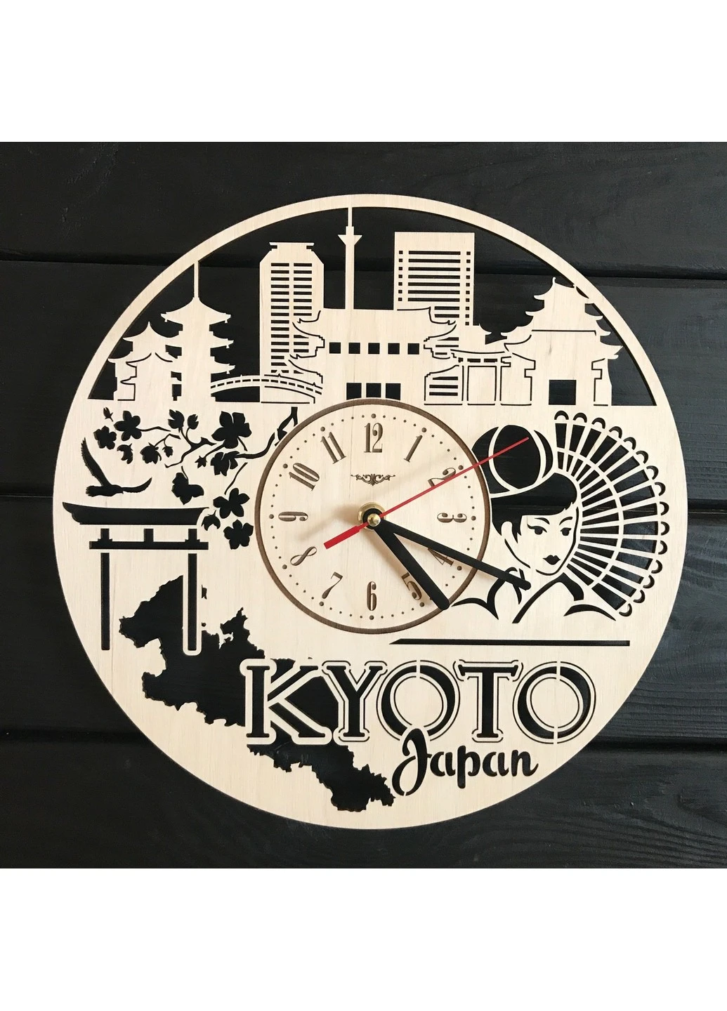 Декоративные деревянные часы на стену «Киото, Япония» 7Arts (253566490)