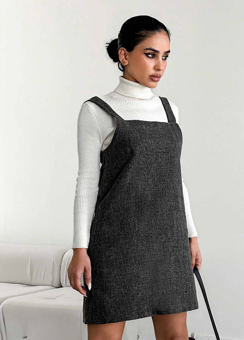 Демисезонный женский сарафан SHEIN меланжевый